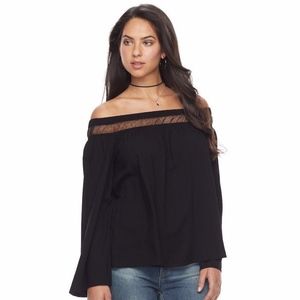 Rock & Republic Off-The-Shoulder Boho Top Black